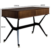 Two drawer wood and leather console