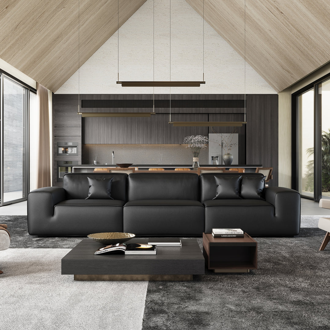 Premium Black Leather Sofa Modern Elegance Redefined