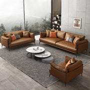 Brown leather sofa set