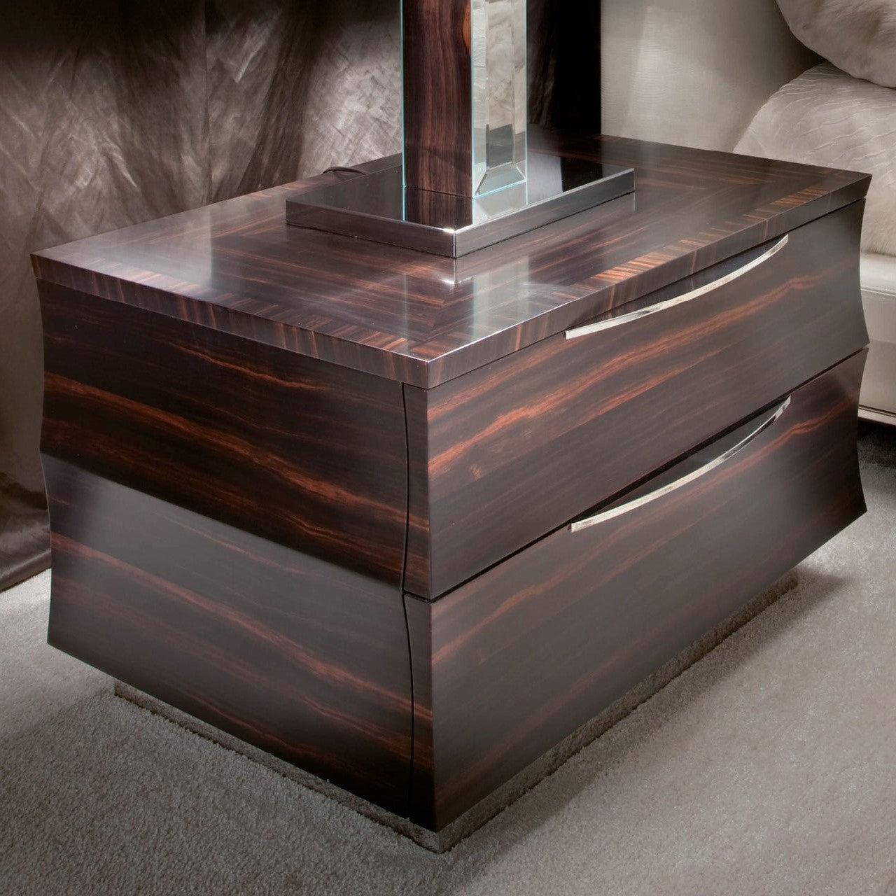 Ebony Makassar Elite Nightstand
