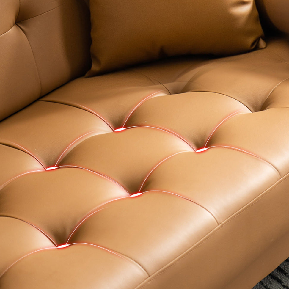 Tufted Three-Seater Leather Sofa