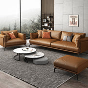 Brown leather sofa set