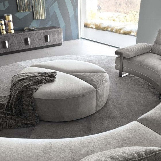 Grand Quilted Round Ottoman