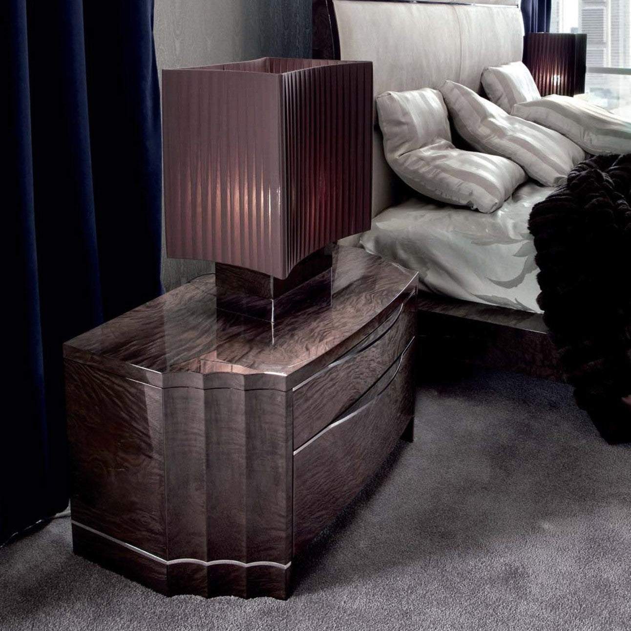 Tamo Burl Modern Classic Bedside Table
