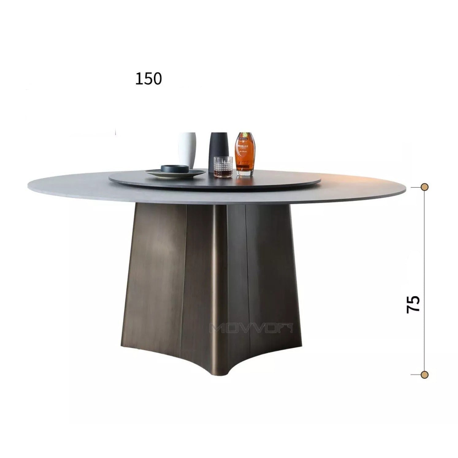 Round Dining Table with Rotating Top