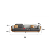 Three-seater leather sofa with metal legs
