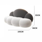 Three-seater cloud-shaped sofa in two different colors