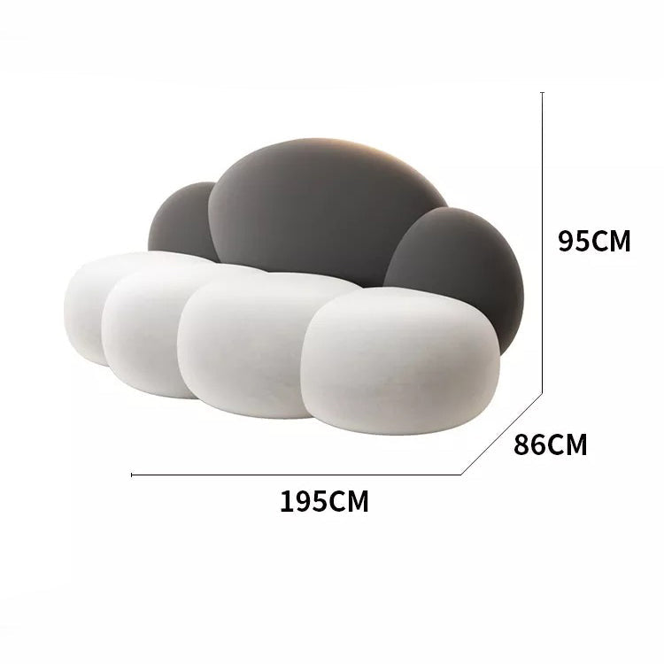Three-seater cloud-shaped sofa in two different colors