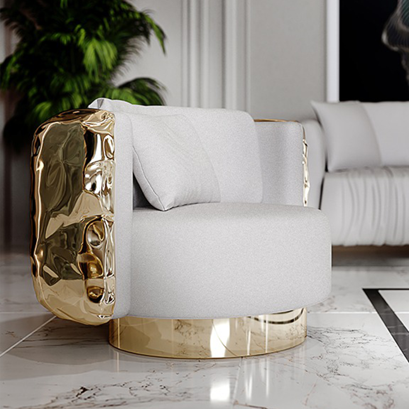 DIDI Luxurious Armchair in Gold Leather