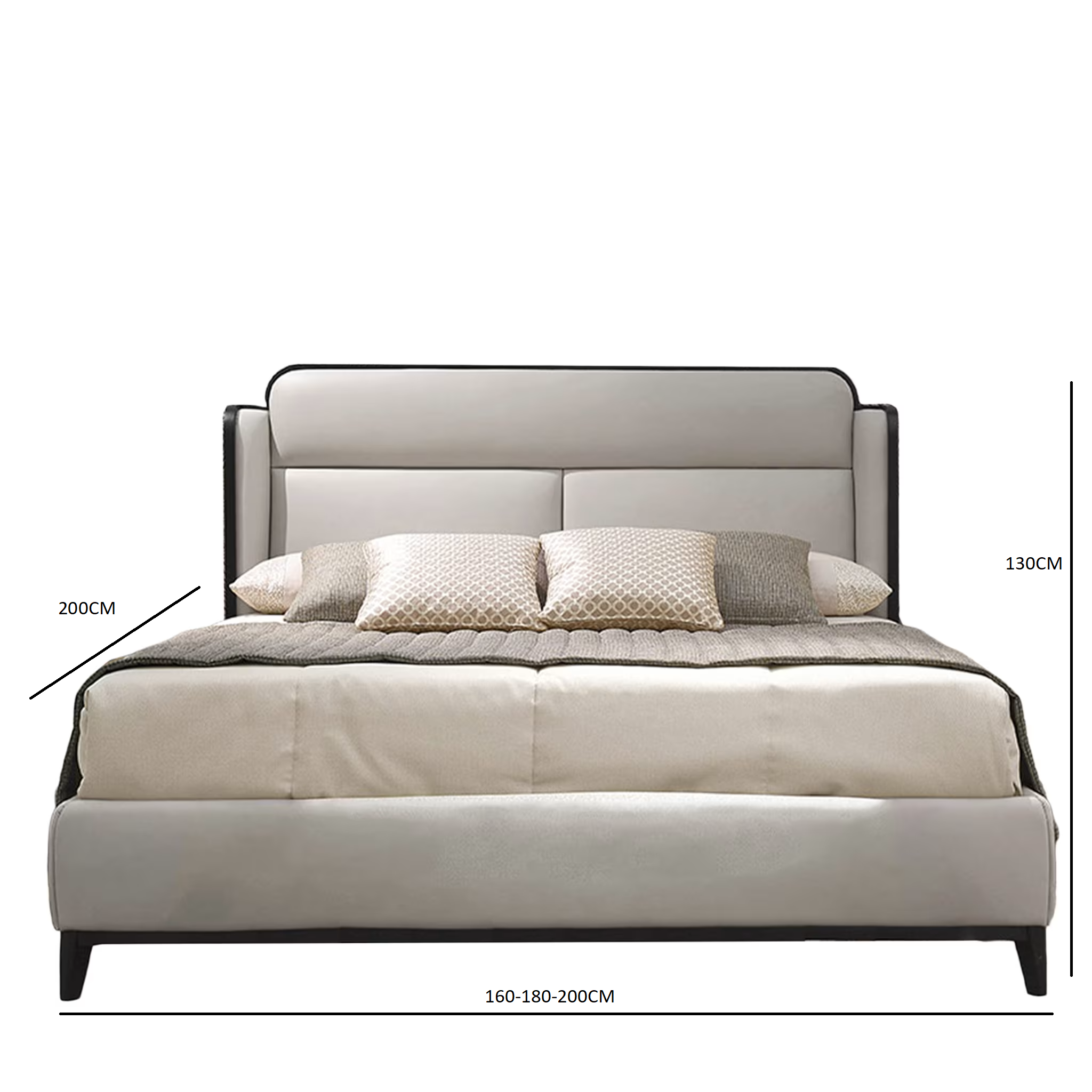 سرير جلد رمادي