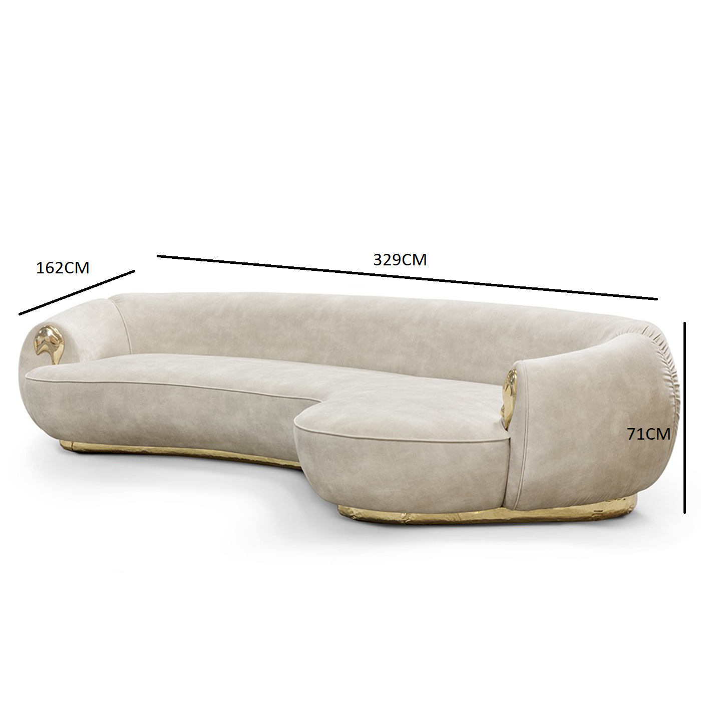 NEBET Luxurious Large Sofa in Gold Leather