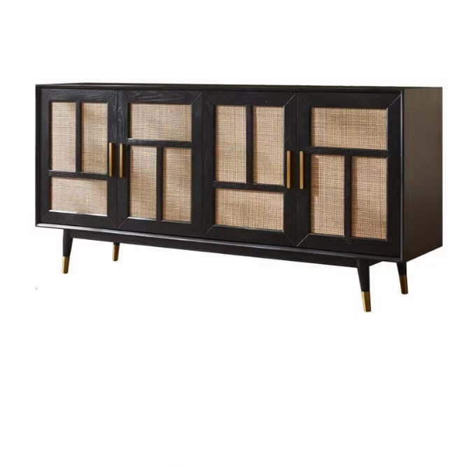 Sleek Black Rattan Storage
