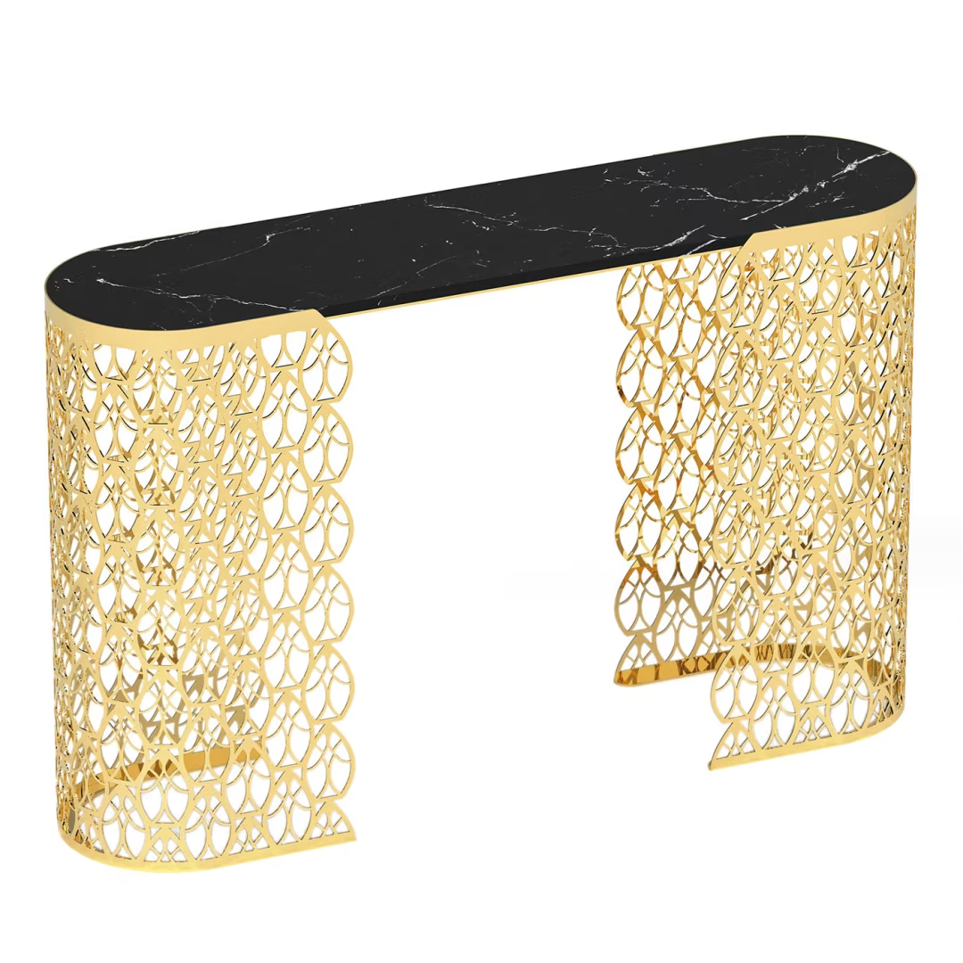 Fitzgerald arabesque console with black marble top