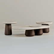 Sahra | Travertine & Solid Wood Table Set