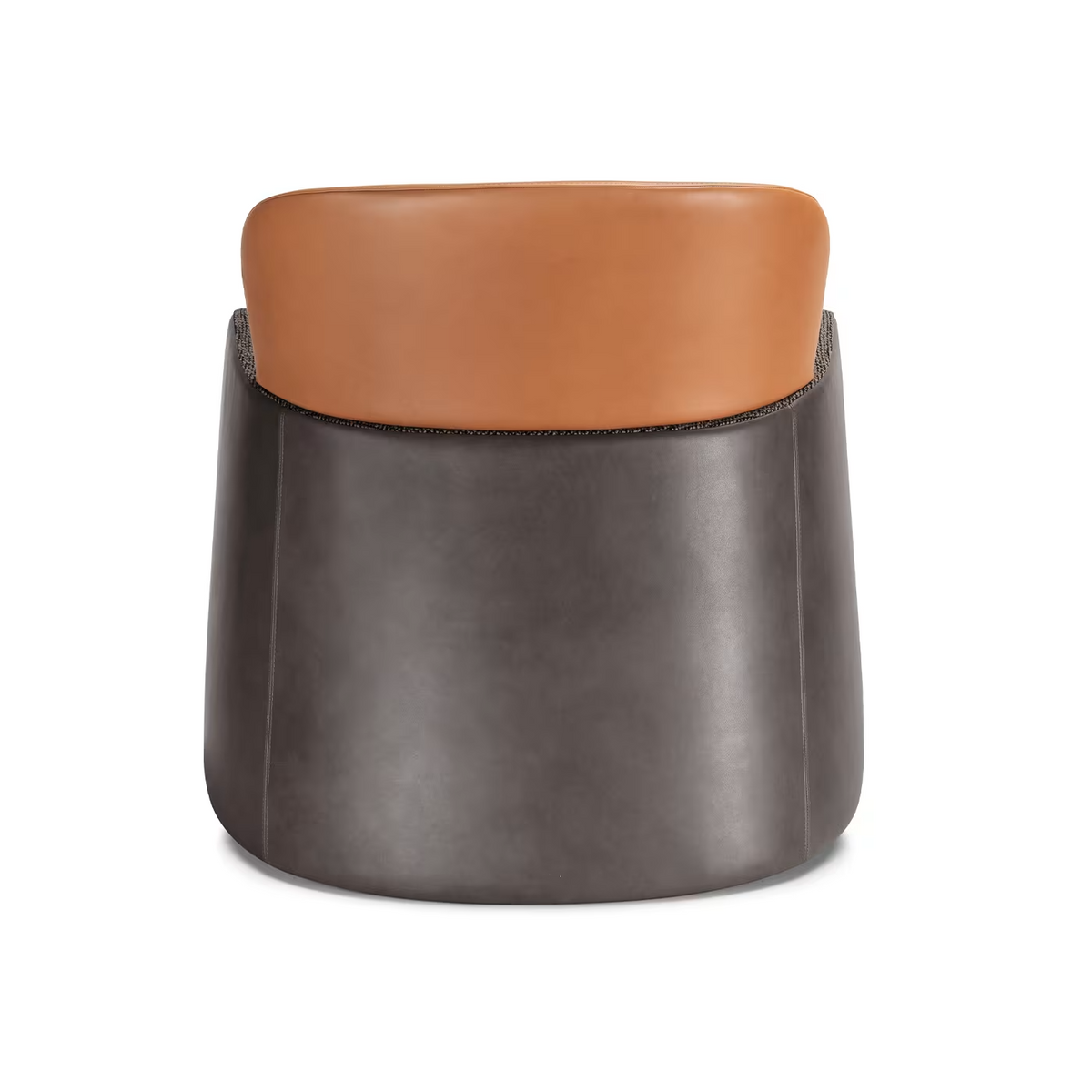 Bucket brown/gray armchair with low headrest