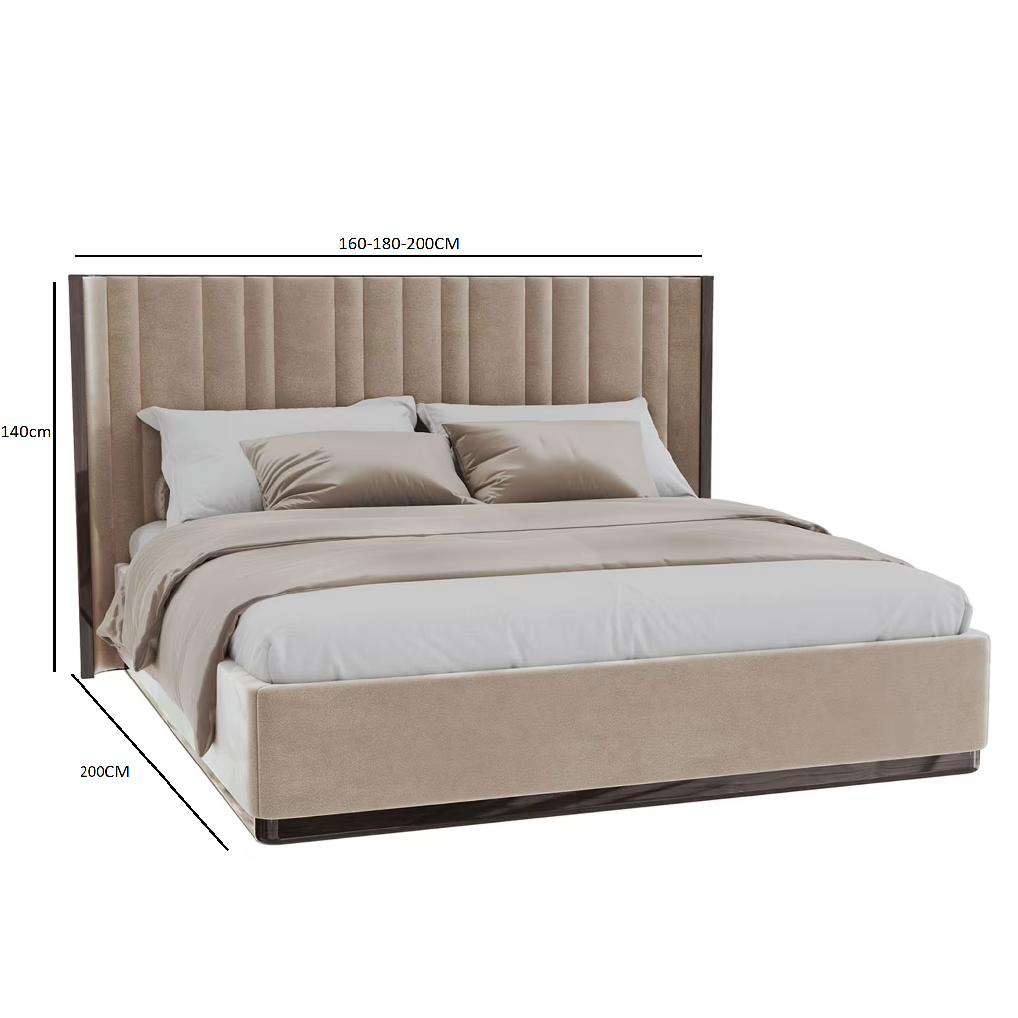 سرير ايطالي منحني منجد بقماش مخملي