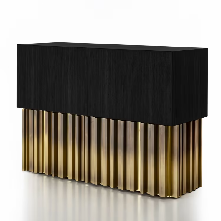 Mirage vintage with brass handmade sculpture black sideboard