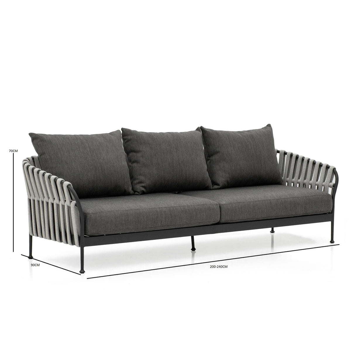 Grey fabric frame outdoor sofas
