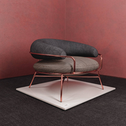 Circular metal chair with sofa
