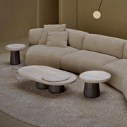 Sahra | Travertine & Solid Wood Table Set
