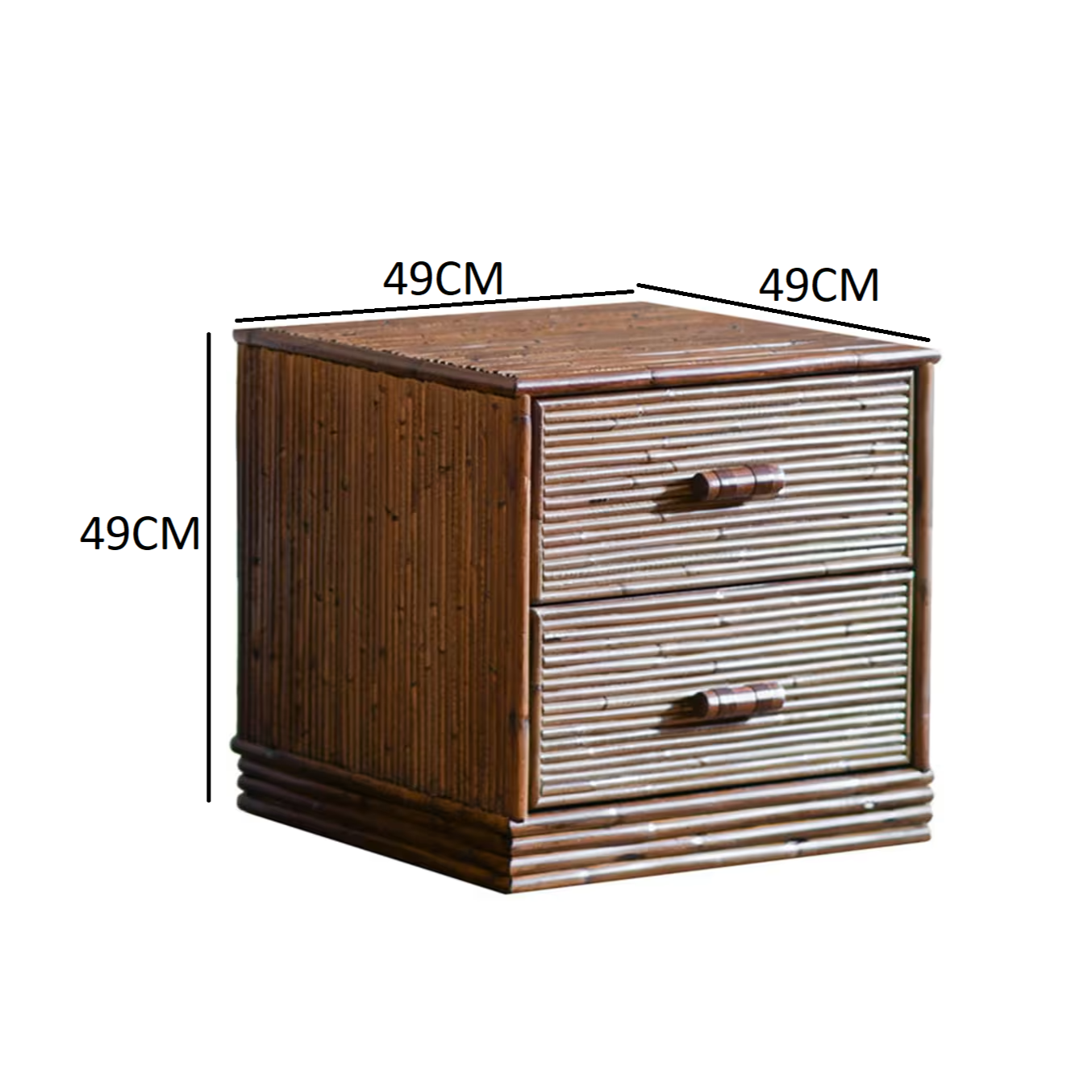 Set of 2 2-drawer bamboo nightstands