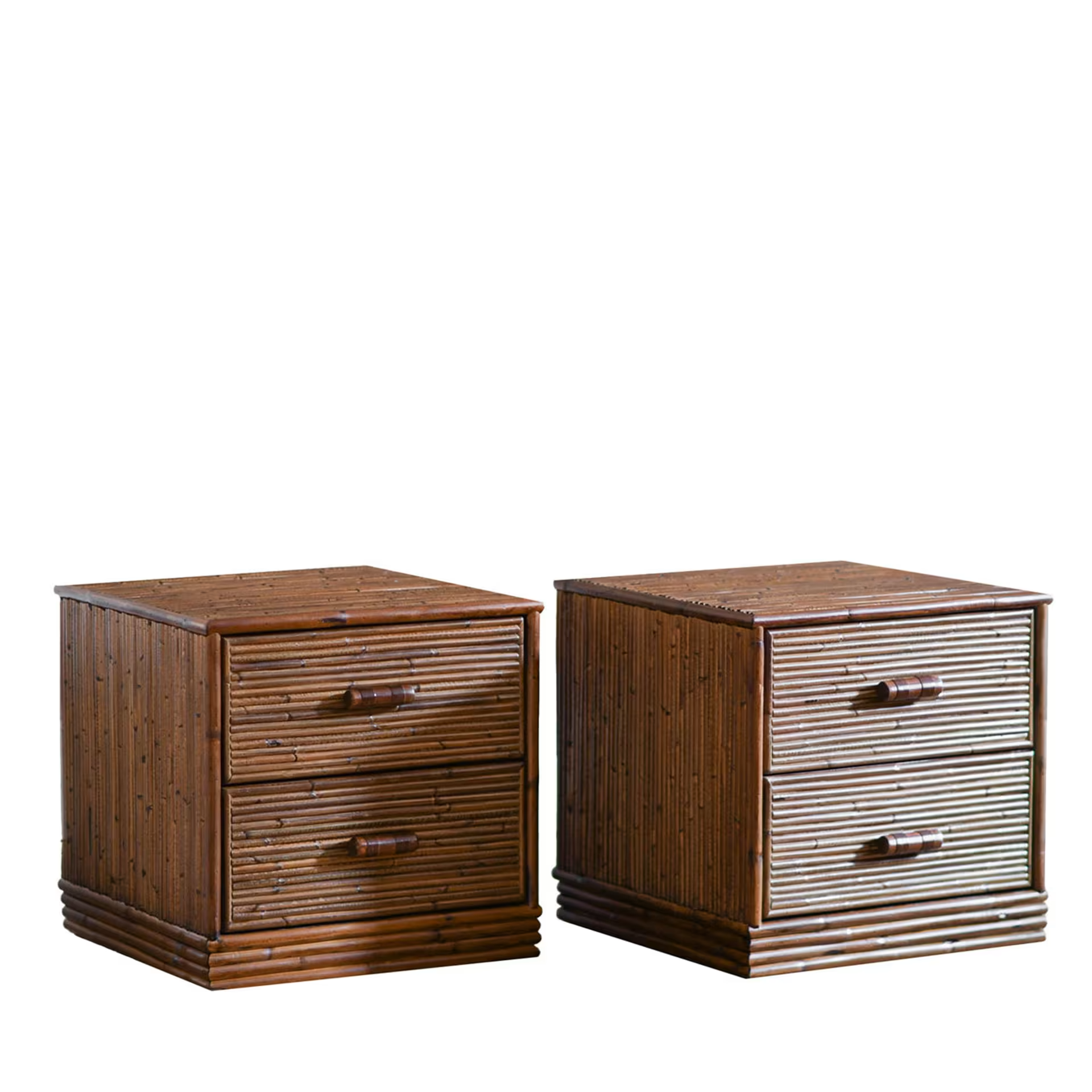 Set of 2 2-drawer bamboo nightstands