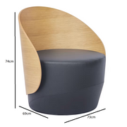 Ohr oak black swivel armchair