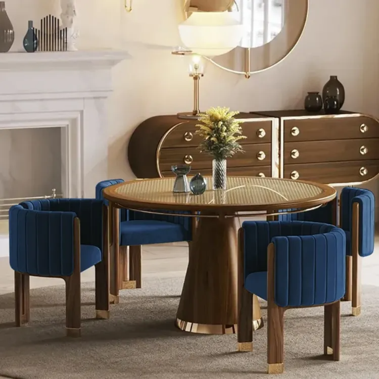 Dining table with four luxurious chairs