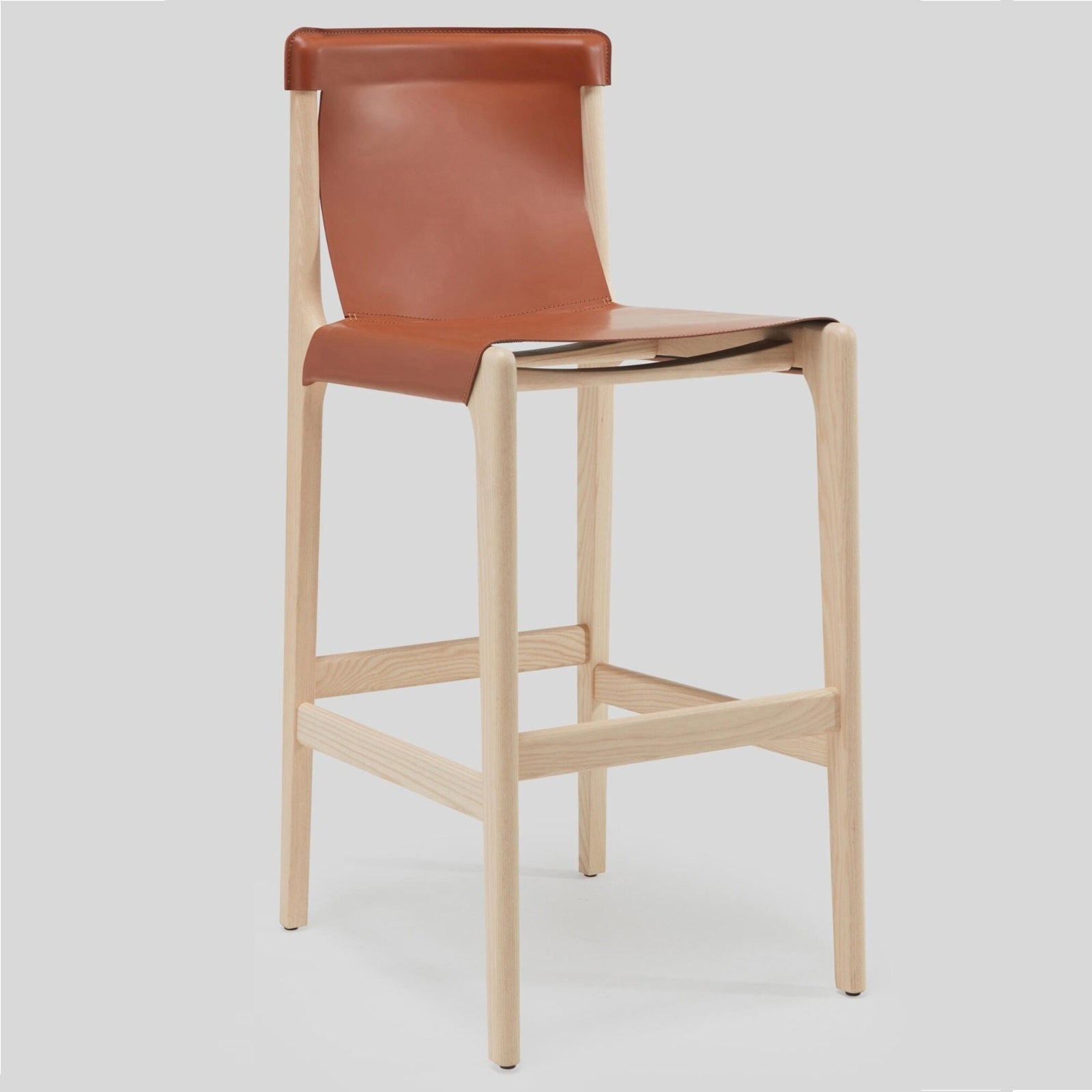 Burano brown leather counter stool