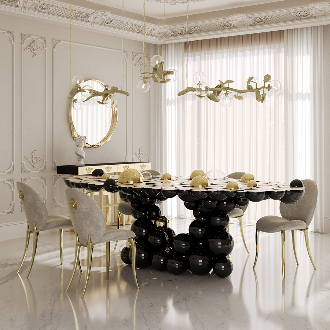 Black and Gold Dining Table - Orbit