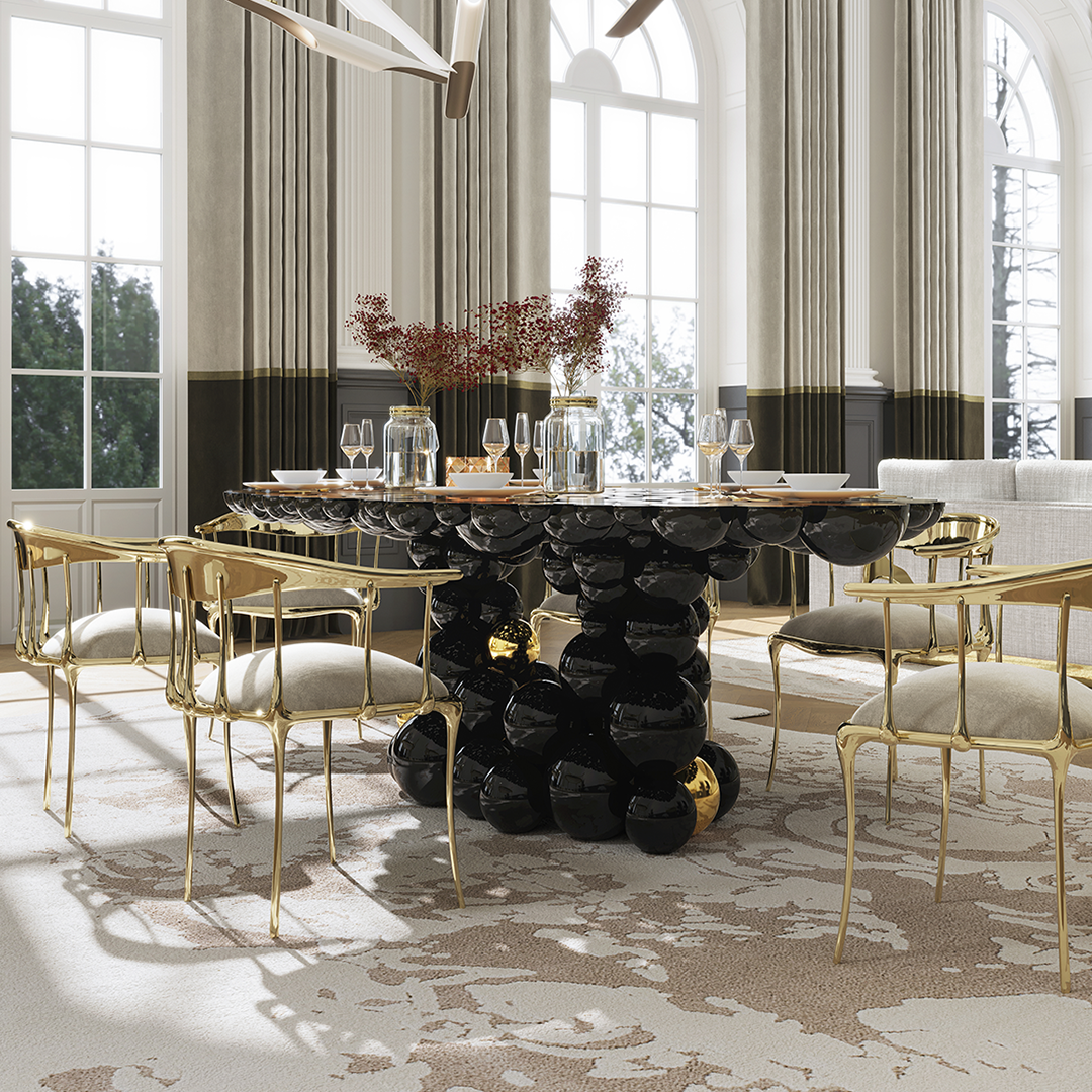 Black and Gold Dining Table - Orbit