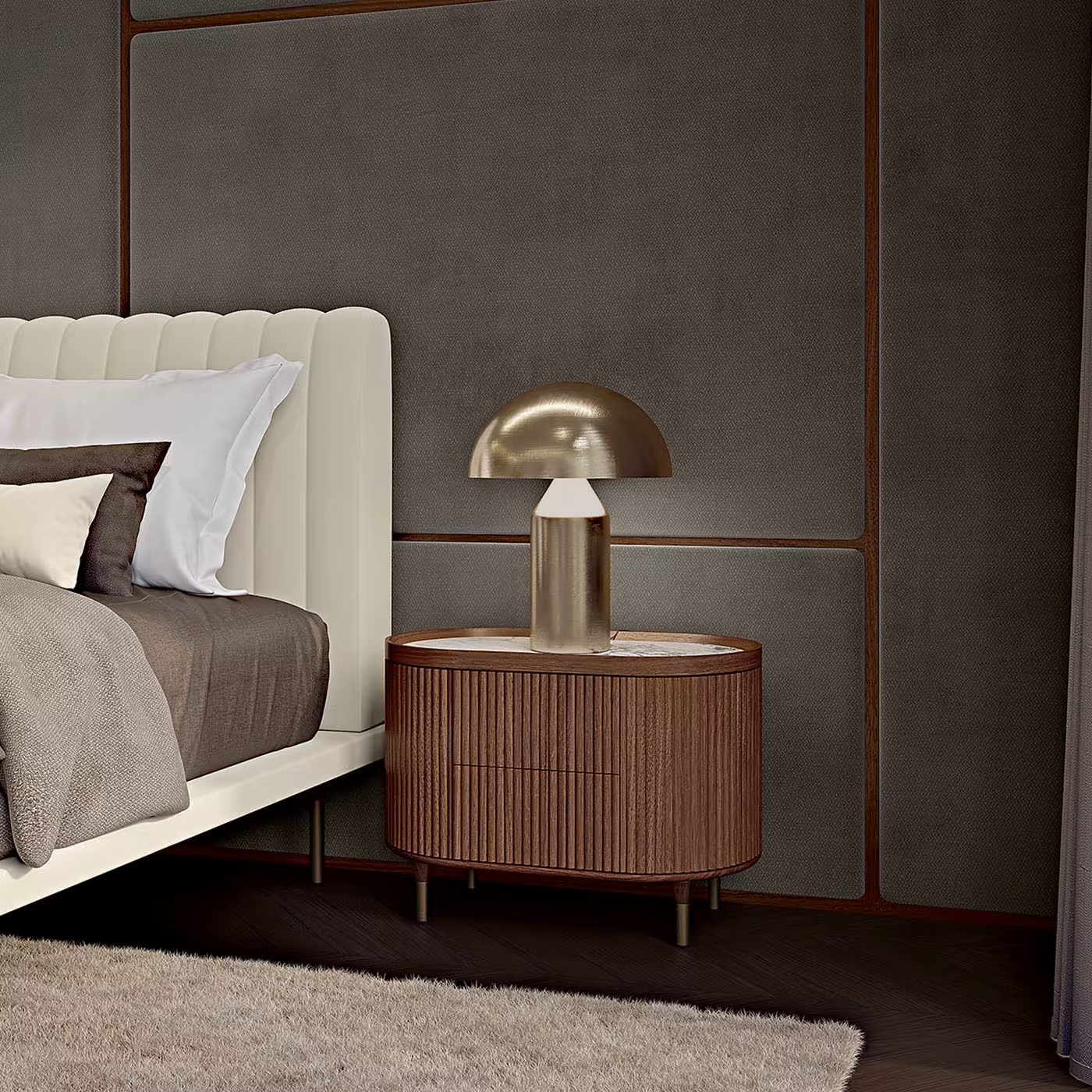 Opale channeled walnut nightstand
