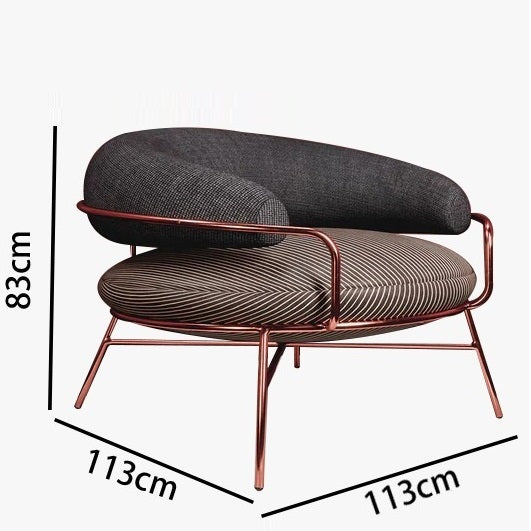Circular metal chair with sofa