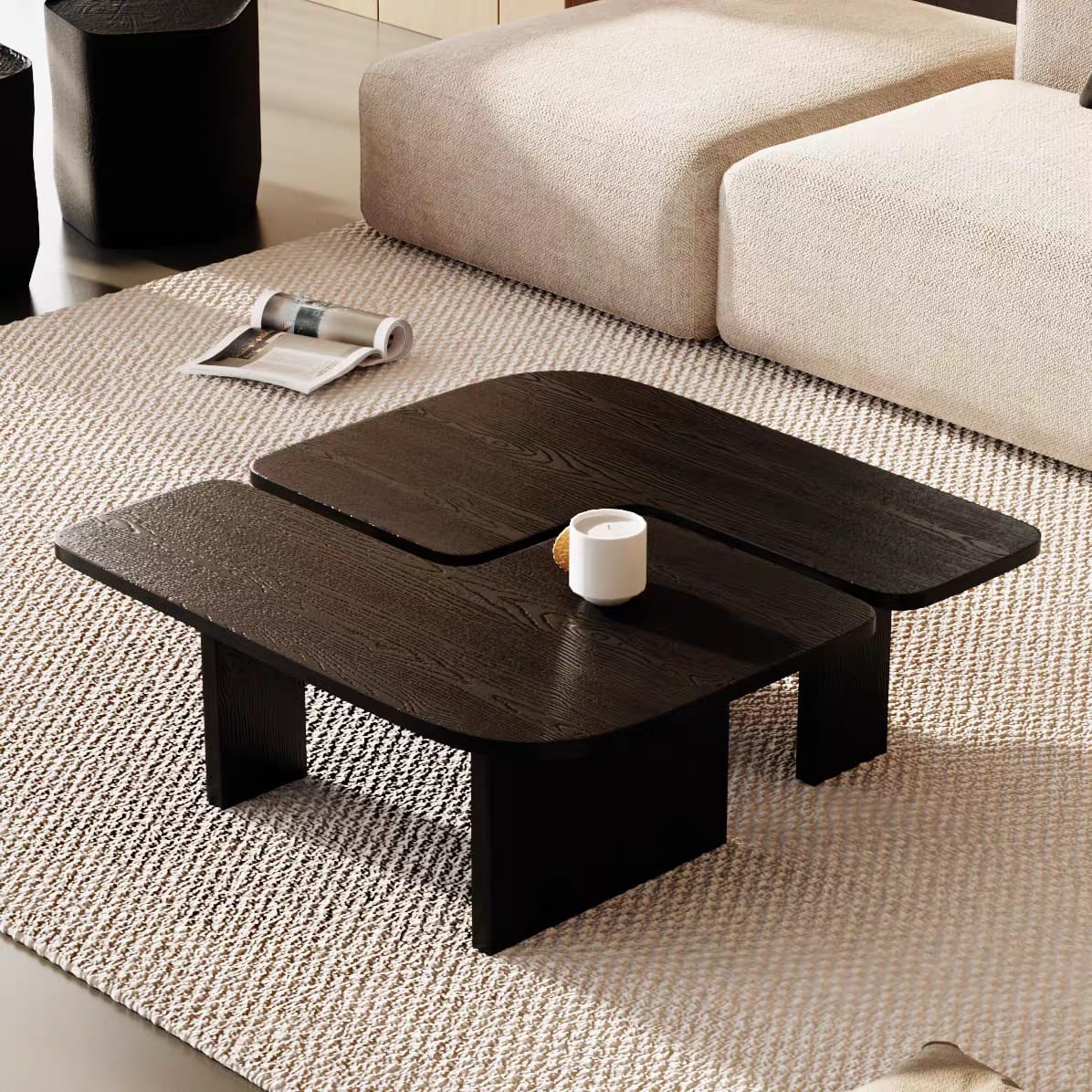 Modern Dual-Tone Puzzle Coffee Table Set