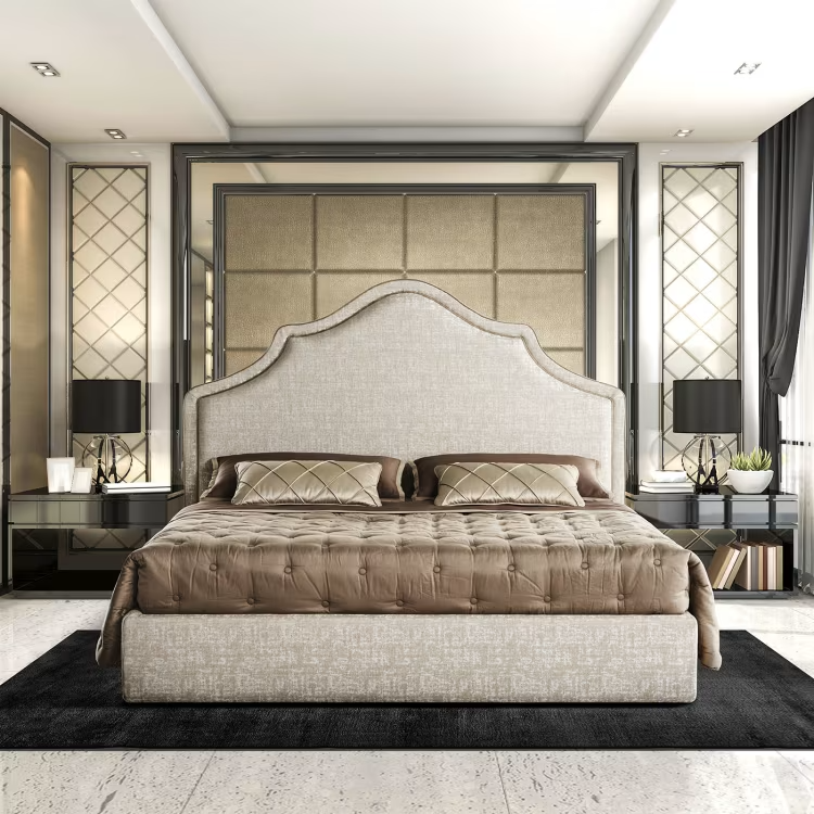 Alan melange taupe double bed