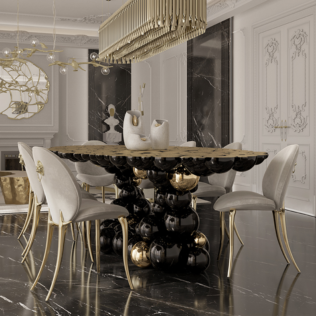 Black and Gold Dining Table - Orbit