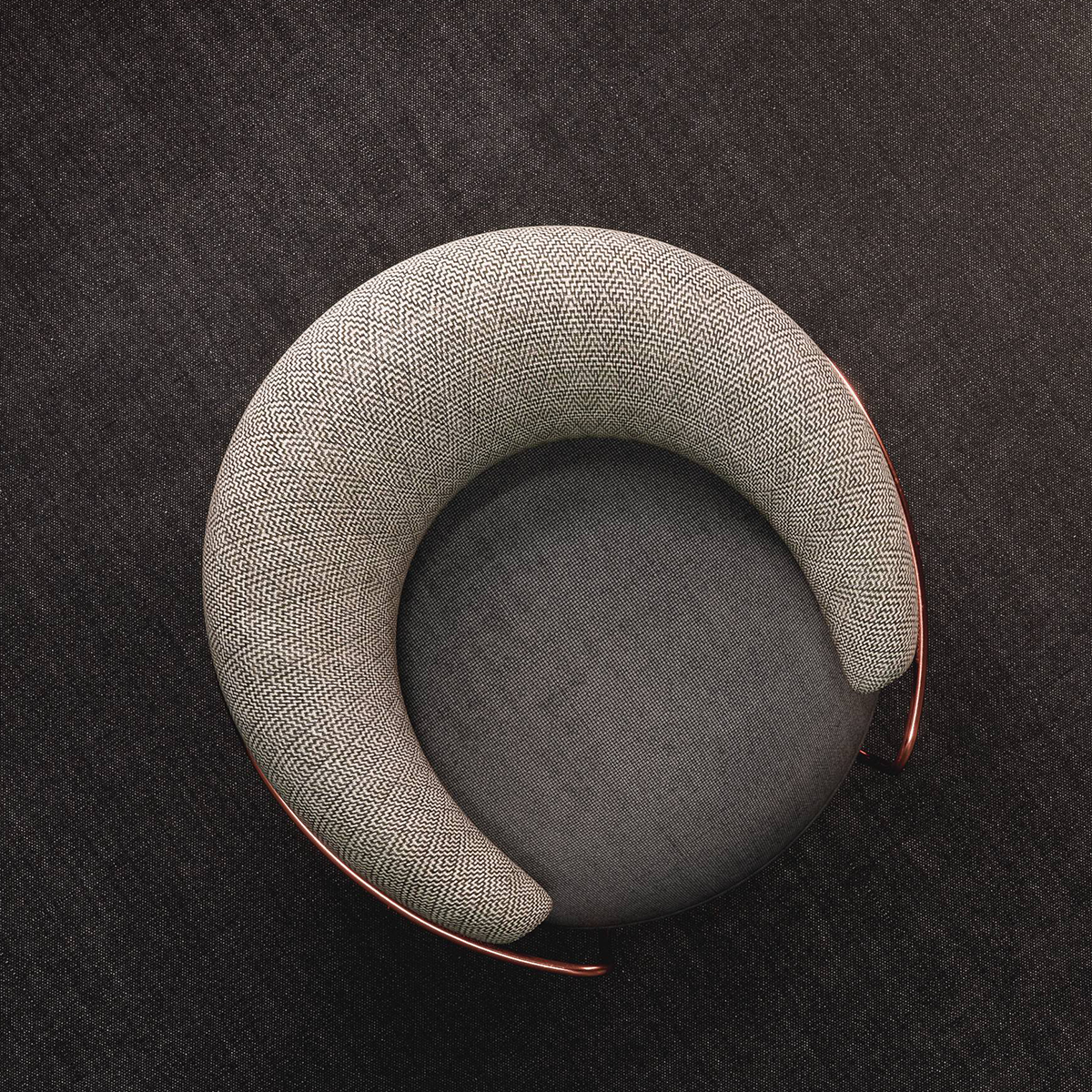 Circular metal chair with sofa