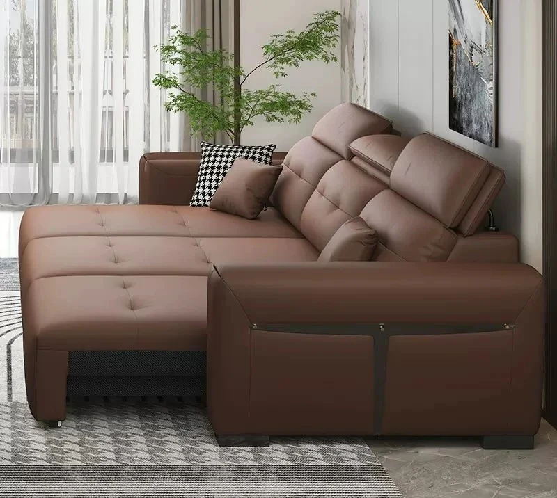 Multi-Angle Electric Leather Sectional Sofa Bed