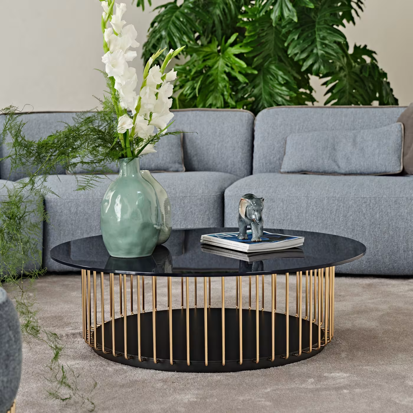 Etan blue and golden coffee table
