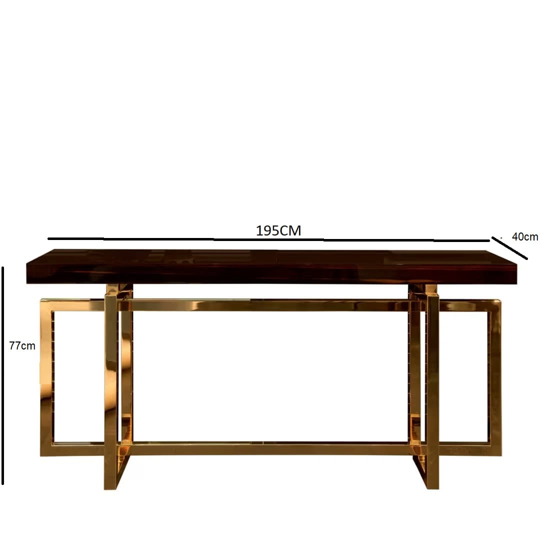 Charlotte console with brass-plated metal base