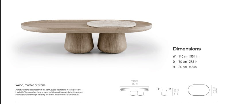 Sahra | Travertine & Solid Wood Table Set