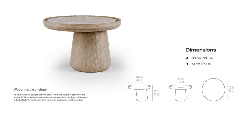 Sahra | Travertine & Solid Wood Table Set