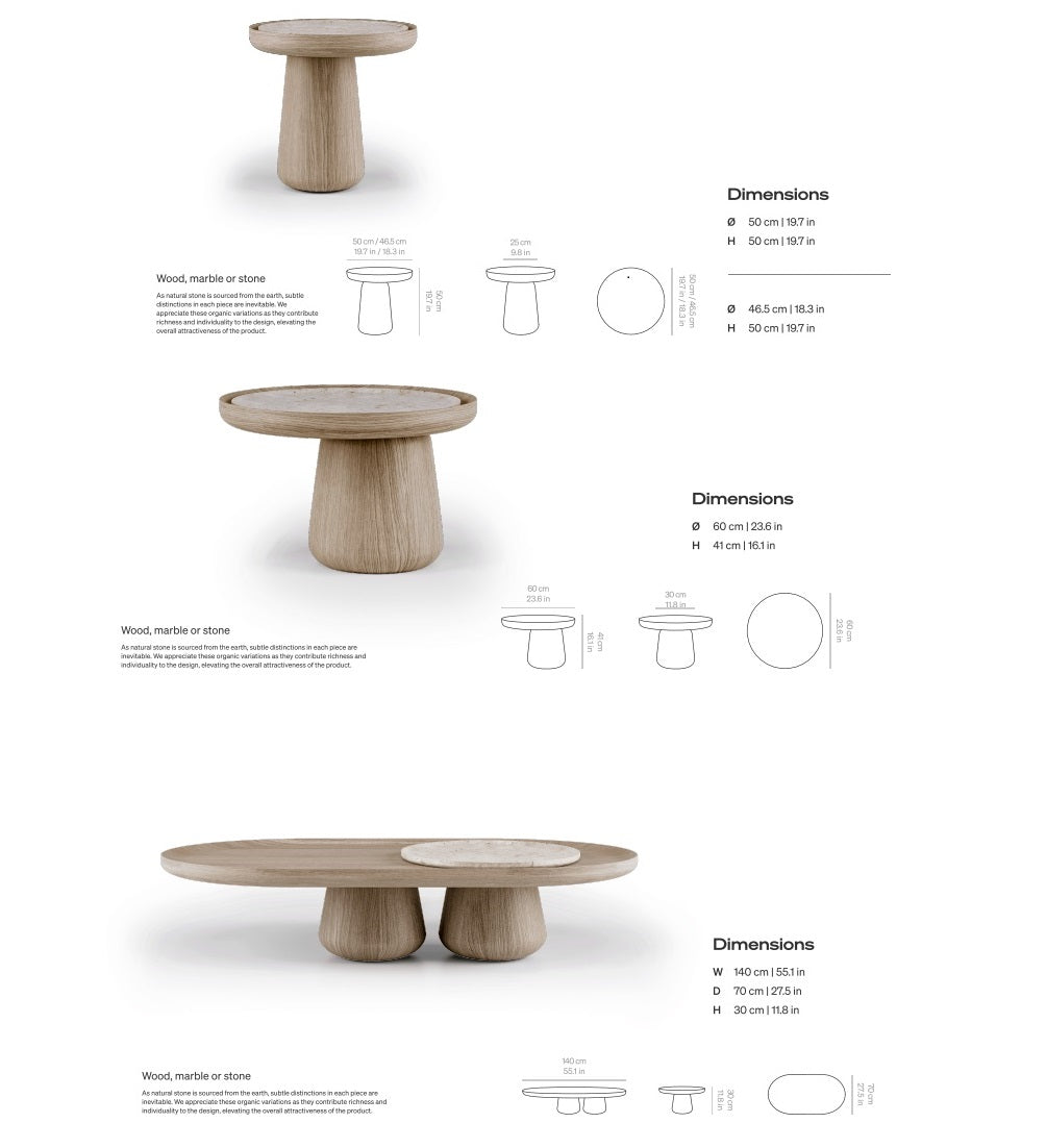 طقم طاولة من الترافرتين والخشب الصلب