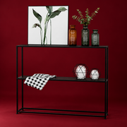 Luxury Metal Console with Wooden Shelves