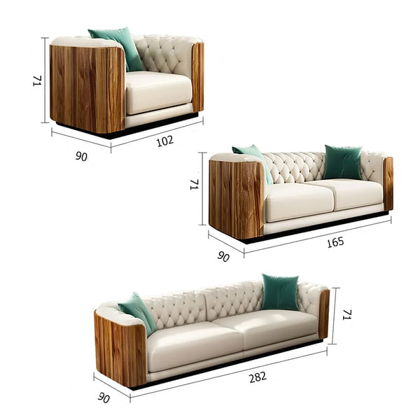 Elysees 3 Piece Leather Sofa Set