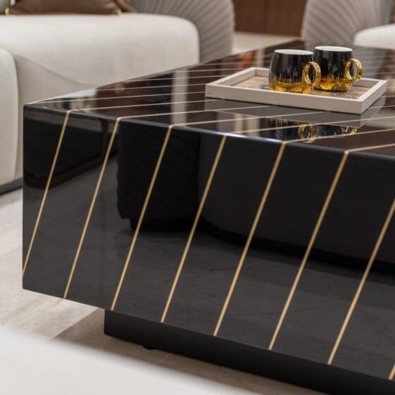 Luxurious Brass Inlay Table