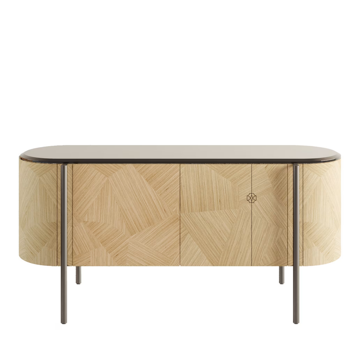 Mia 4-door curved beige sideboard
