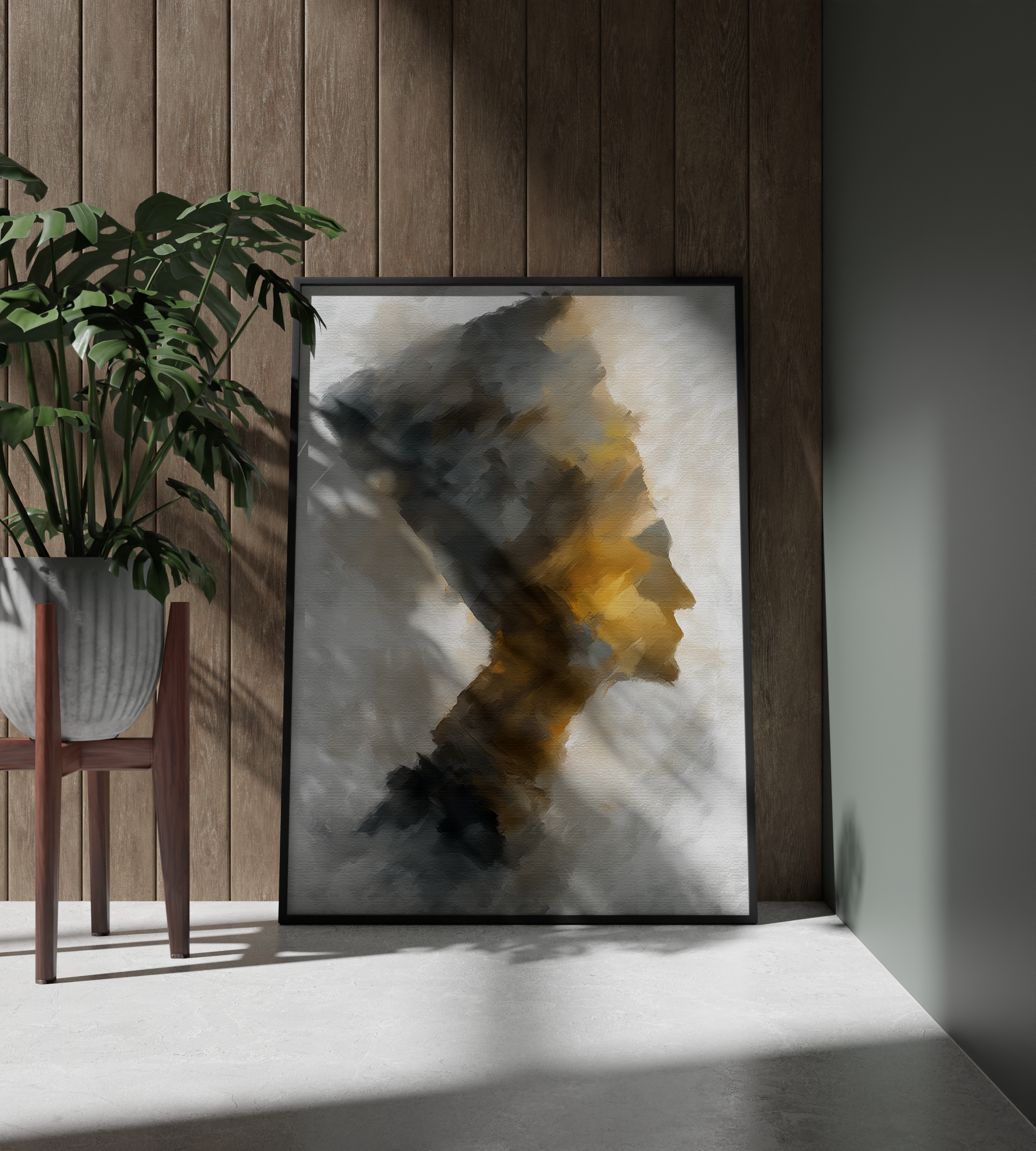Golden Veil Abstract Nefertiti Silhouette