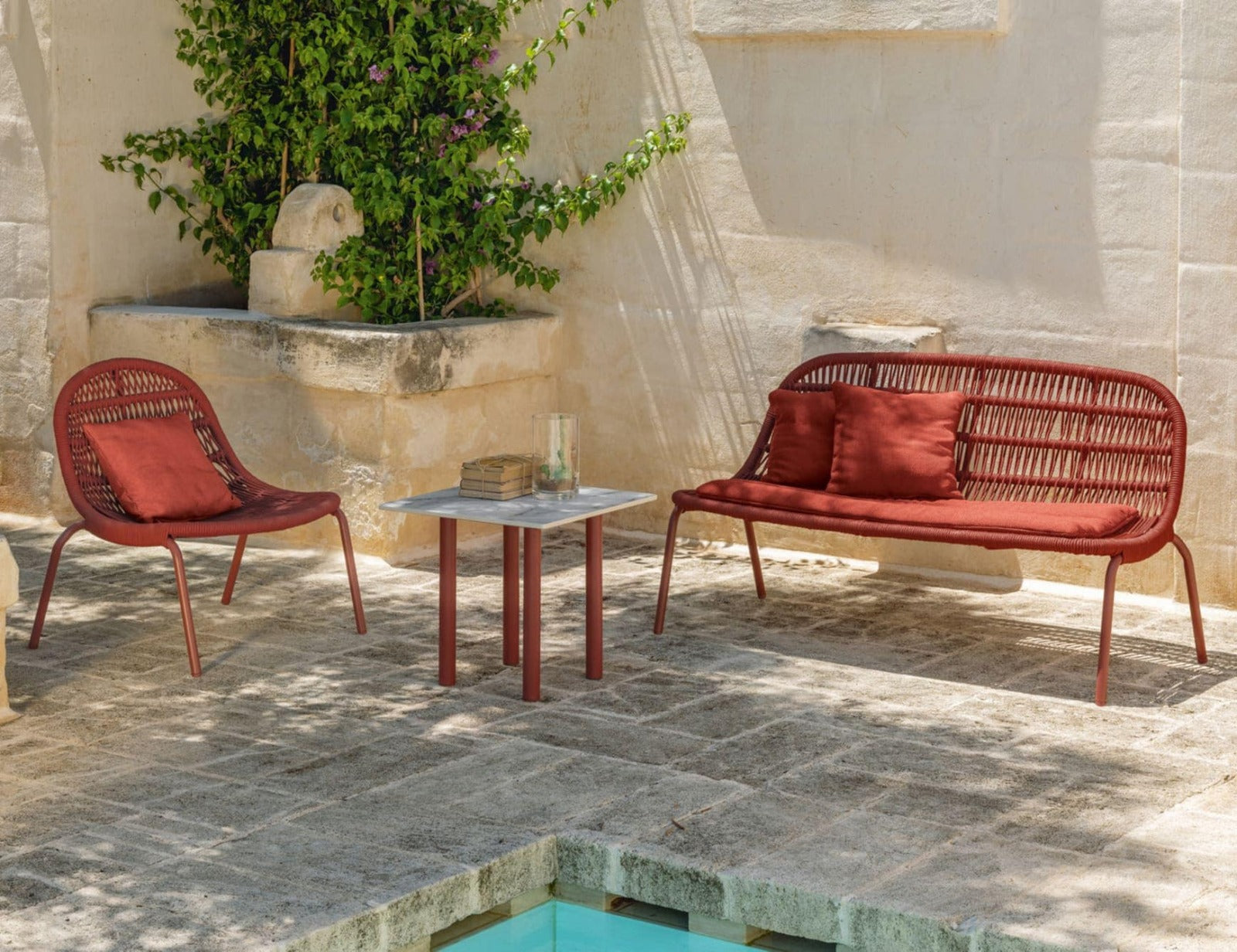 Panama Red Metallic Outdoor Coffee Tables