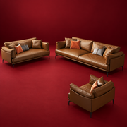 Brown leather sofa set